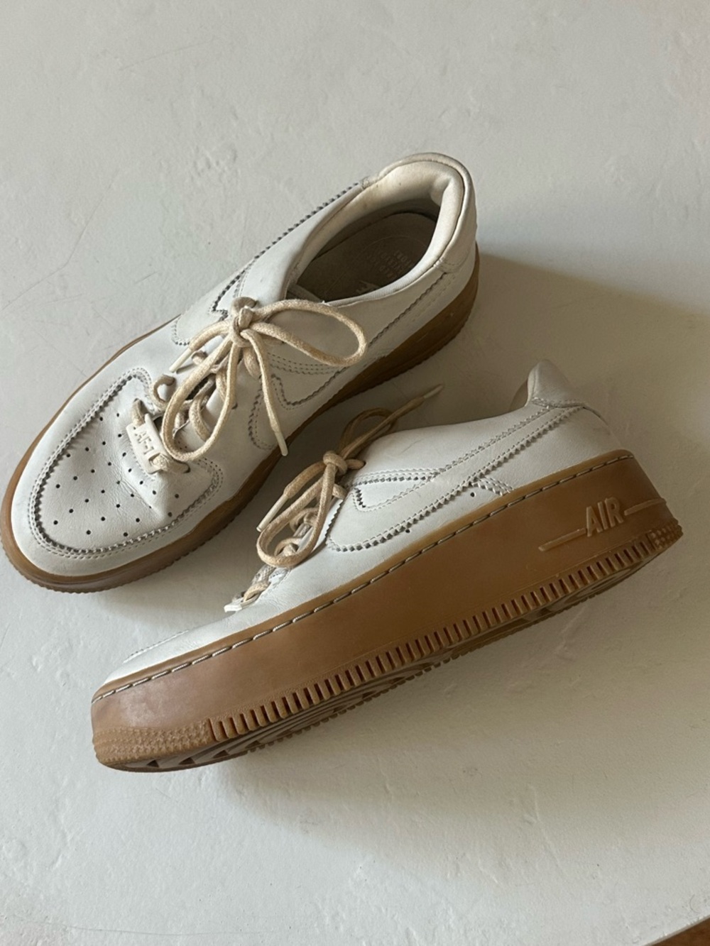 Nike AF1 Cream and Gum Leather Sneakers